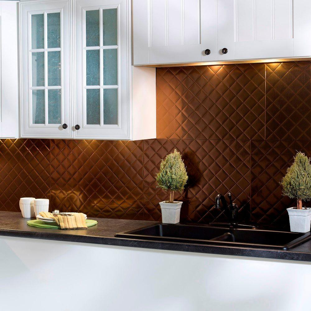 Kitchen Backsplash Paneling
 Fasade 24 in x 18 in Quilted PVC Decorative Backsplash