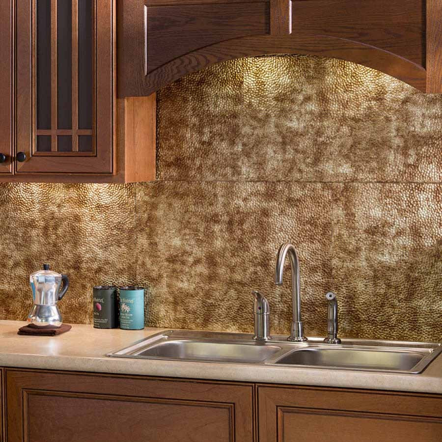 Kitchen Backsplash Paneling
 Fasade Backsplash Hammered in Bermuda Bronze