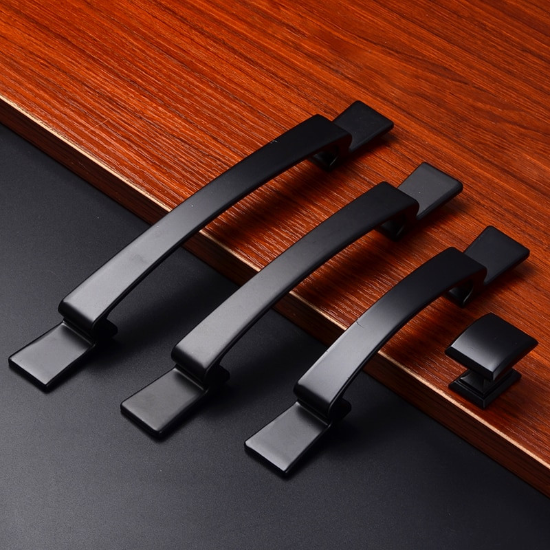 Kitchen Cabinet Door Pull
 Simple Black Alloy Kitchen Cabinet Drawer Door Handle