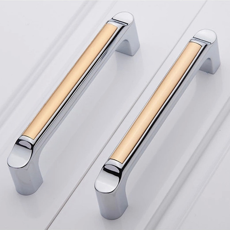 Kitchen Cabinet Door Pull
 96mm shiny silver champagne kitchen cabinet handles pulls