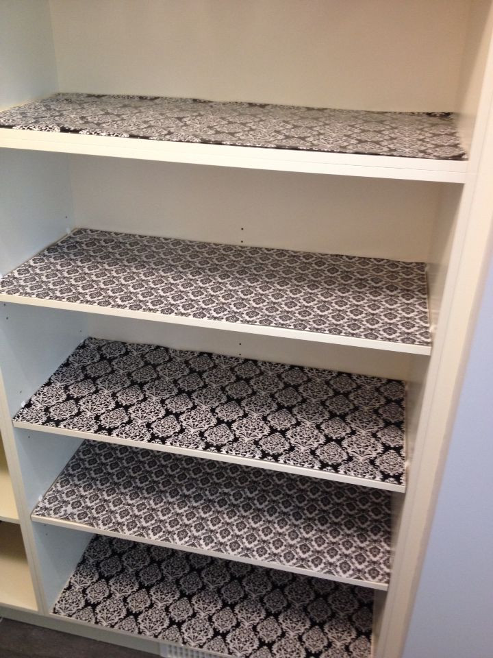 Kitchen Cabinet Liner
 My new pantry shelves lined with wrapping paper from
