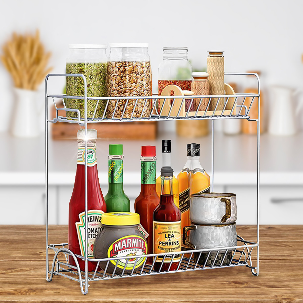 Kitchen Cabinet Organizers Walmart
 2 Tier Spice Rack Kitchen Cabinet Organizer Kitchen