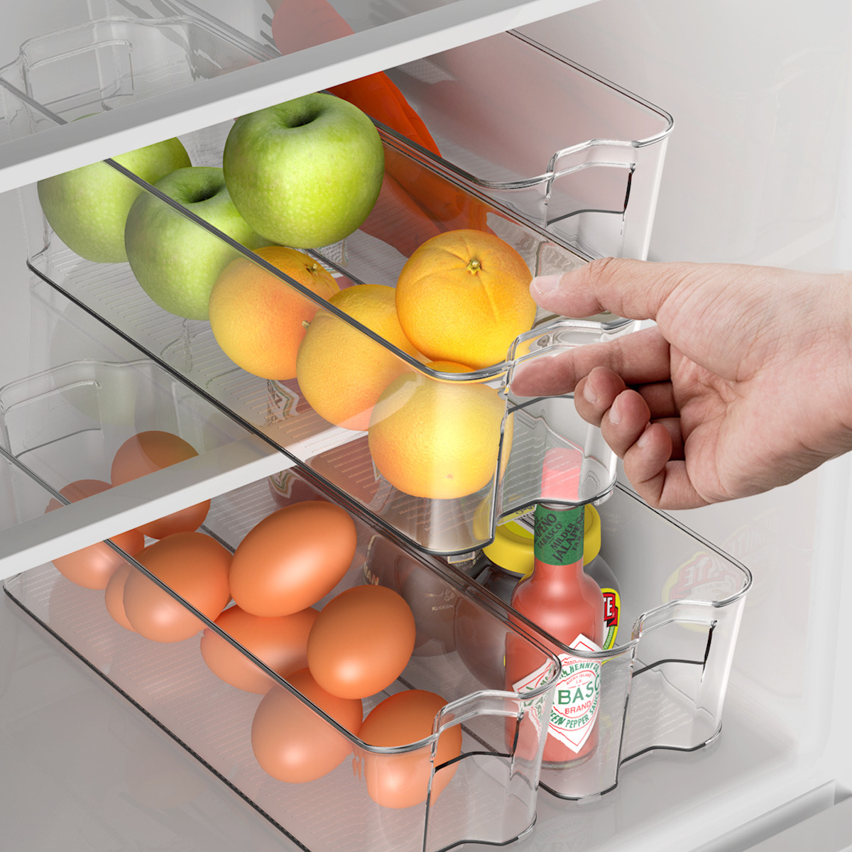 Kitchen Cabinet Organizers Walmart
 Costway Set of 4 Refrigerator Organizer Bins Stackable