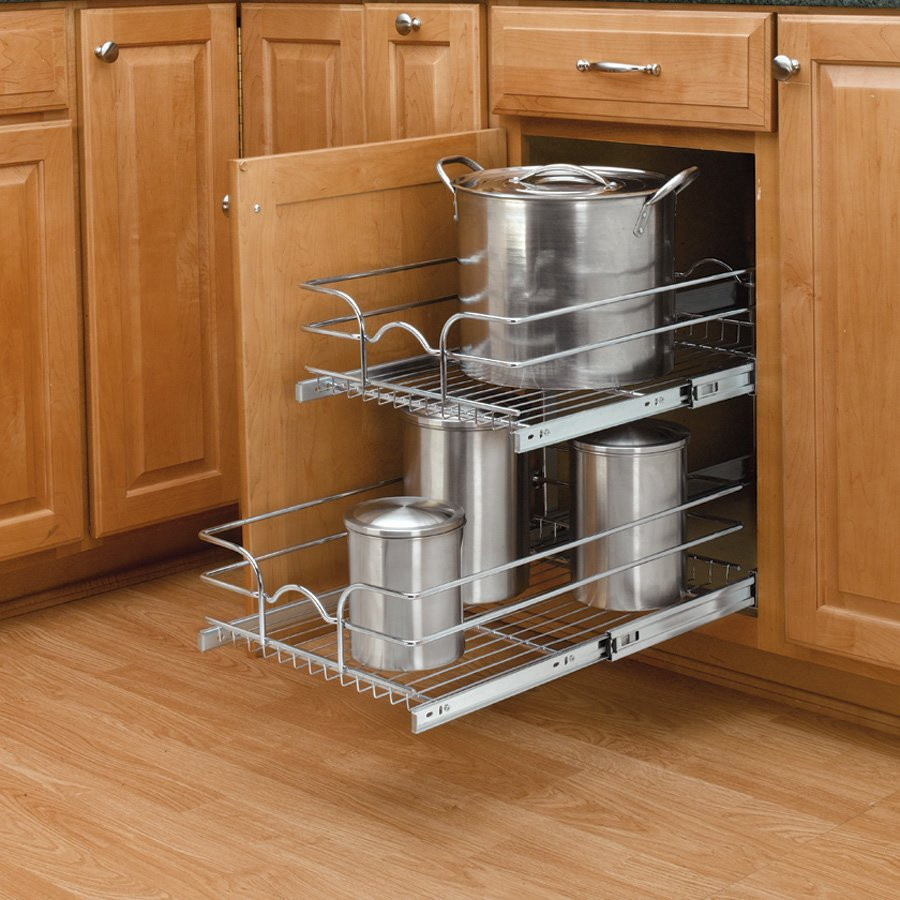 Kitchen Cabinet Sliding Organizers
 Rev A Shelf 9" Double Pull Out Basket Chrome 5WB2 0918 CR