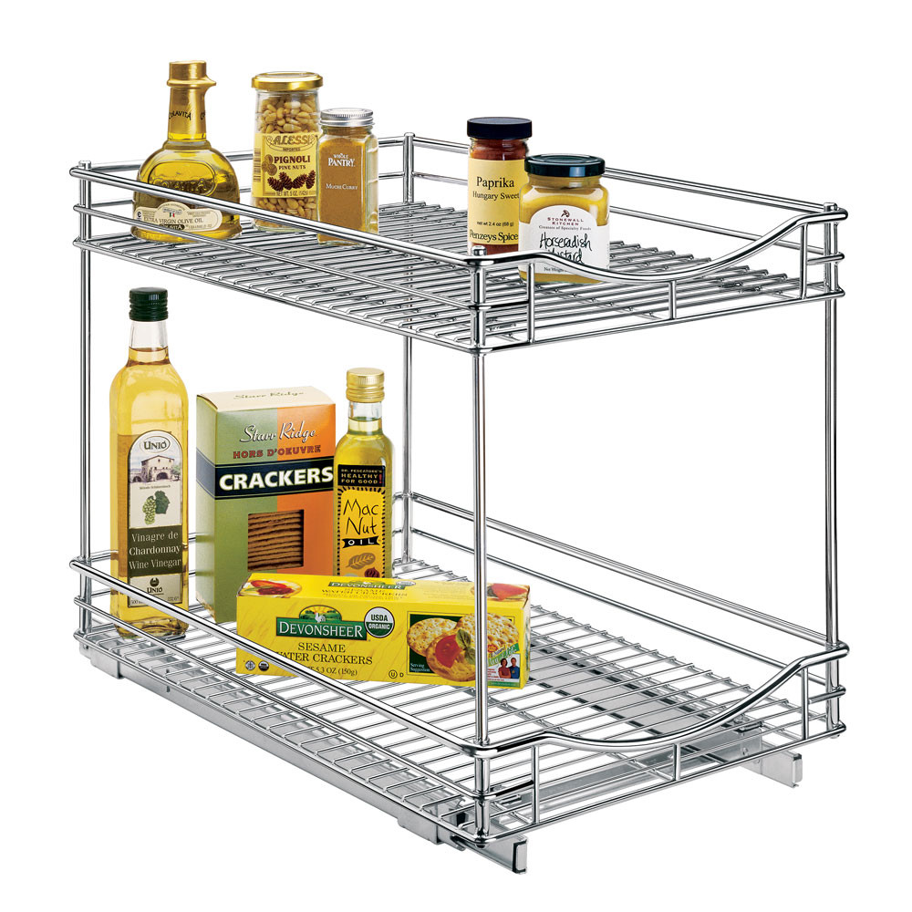 Kitchen Cabinet Sliding Organizers
 Two Tier Sliding Cabinet Organizer 14 Inch in Pull Out