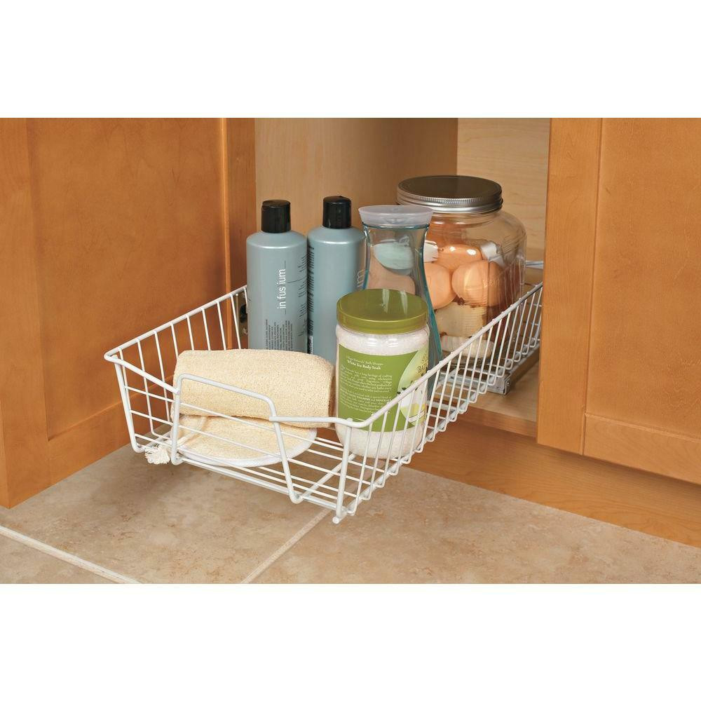 Kitchen Cabinet Sliding Organizers
 White Sliding Pull Out Wire Under Cabinet Pantry Kitchen