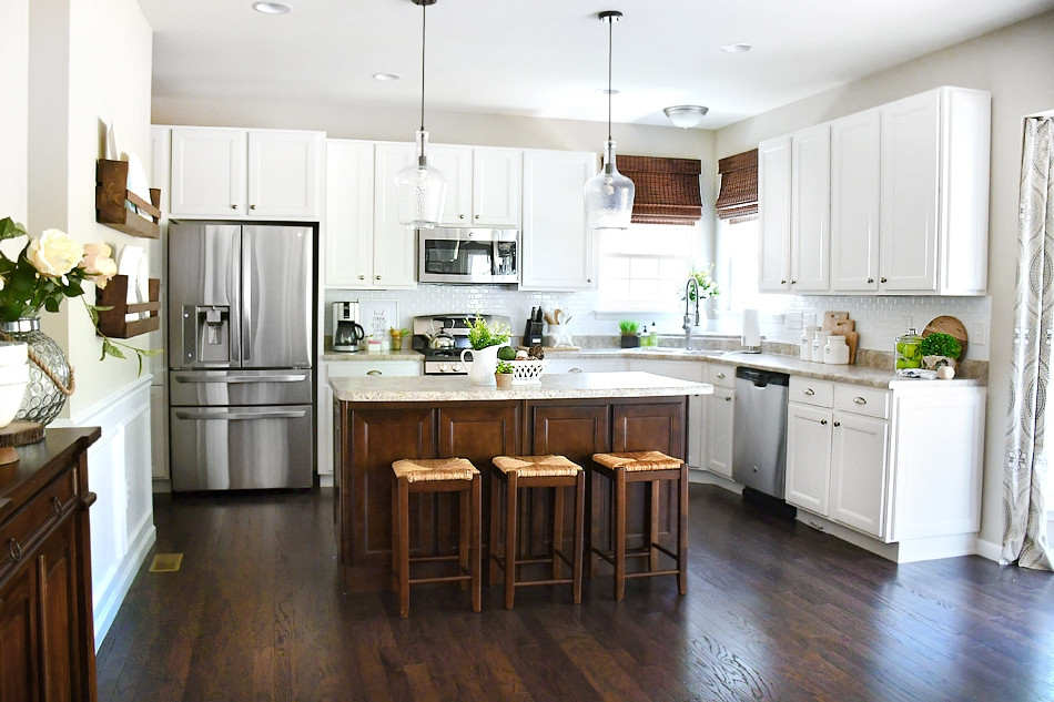 Kitchen Cabinets And Islands
 White Cabinets Dark Kitchen Island for Your Home