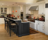 Kitchen Cabinets And Islands
 f White Cabinets with Black Kitchen Island Decora