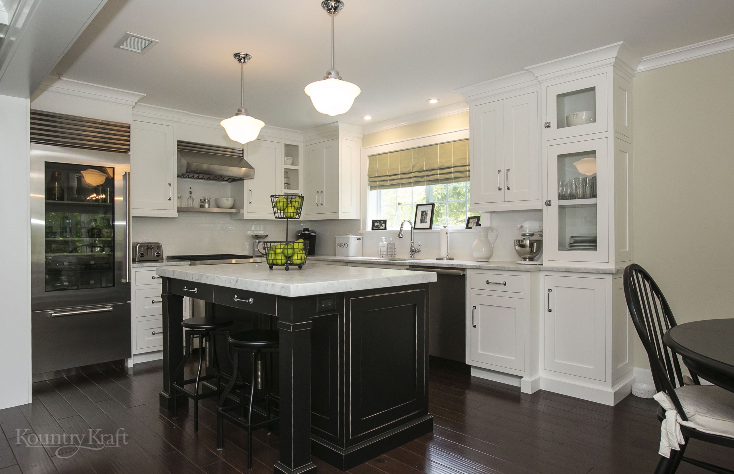 Kitchen Cabinets And Islands
 Black Kitchen Island and White Cabinets in Chatham NJ
