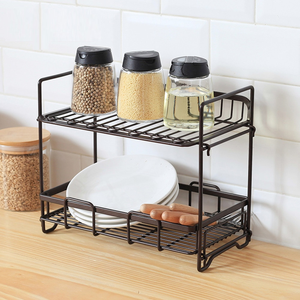 Kitchen Countertop Shelf
 Kitchen double storage rack floor countertop kitchen drain