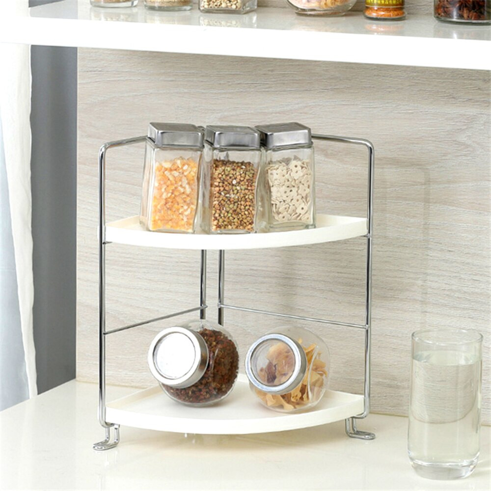 Kitchen Countertop Shelf
 2 Tier Storage Shelf Corner Freestanding Stackable Storage