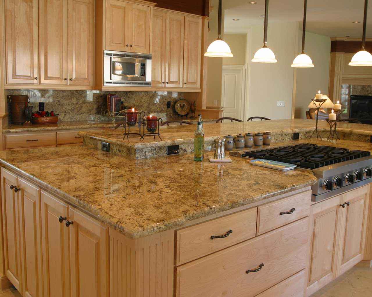 Kitchen Countertops And Cabinets
 Granite Counter Tops for Beautiful Kitchen Island in