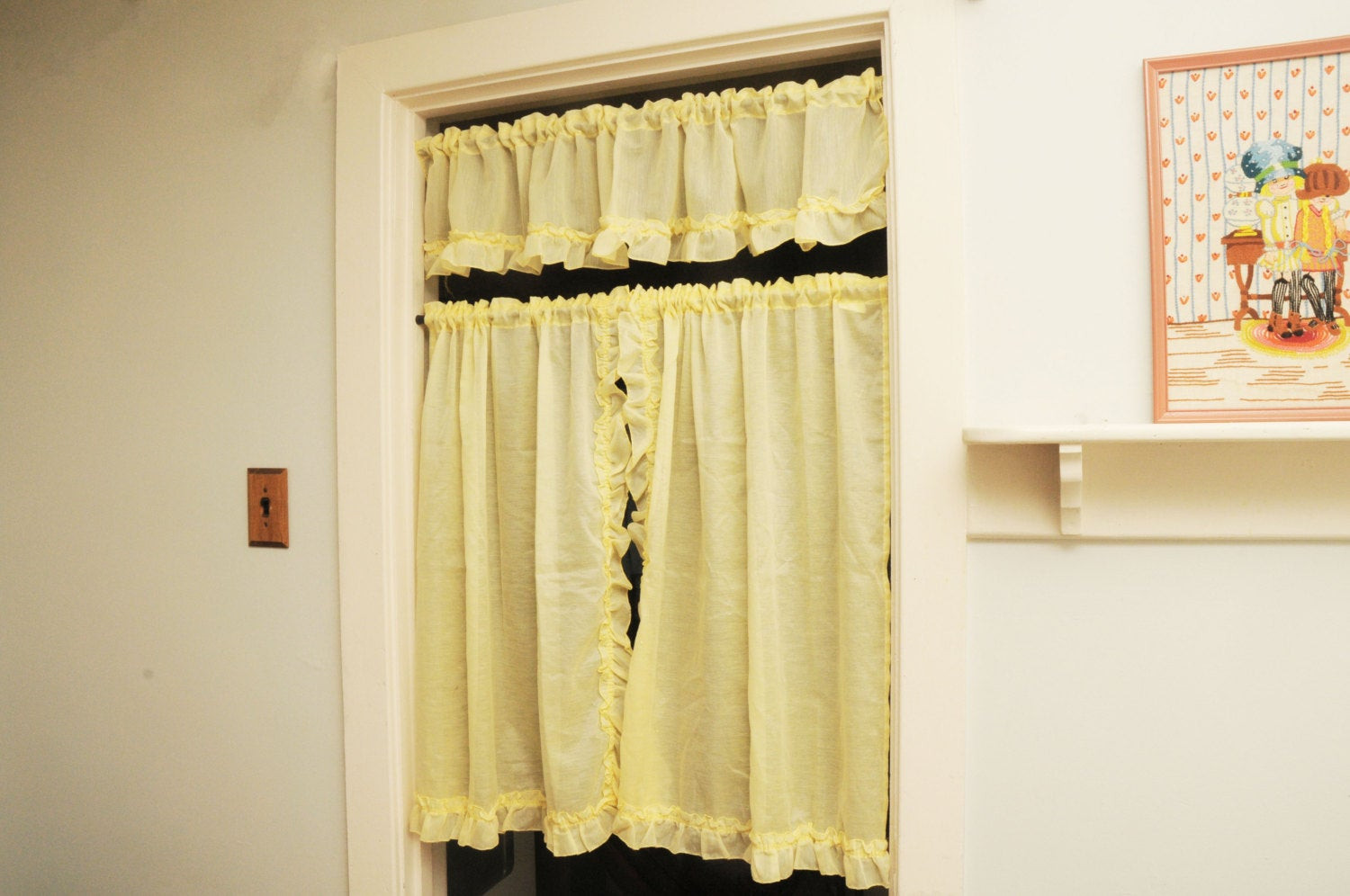 Kitchen Curtains At Sears
 Sears Cafe Curtain Panels Sheer Valance Yellow Ruffles