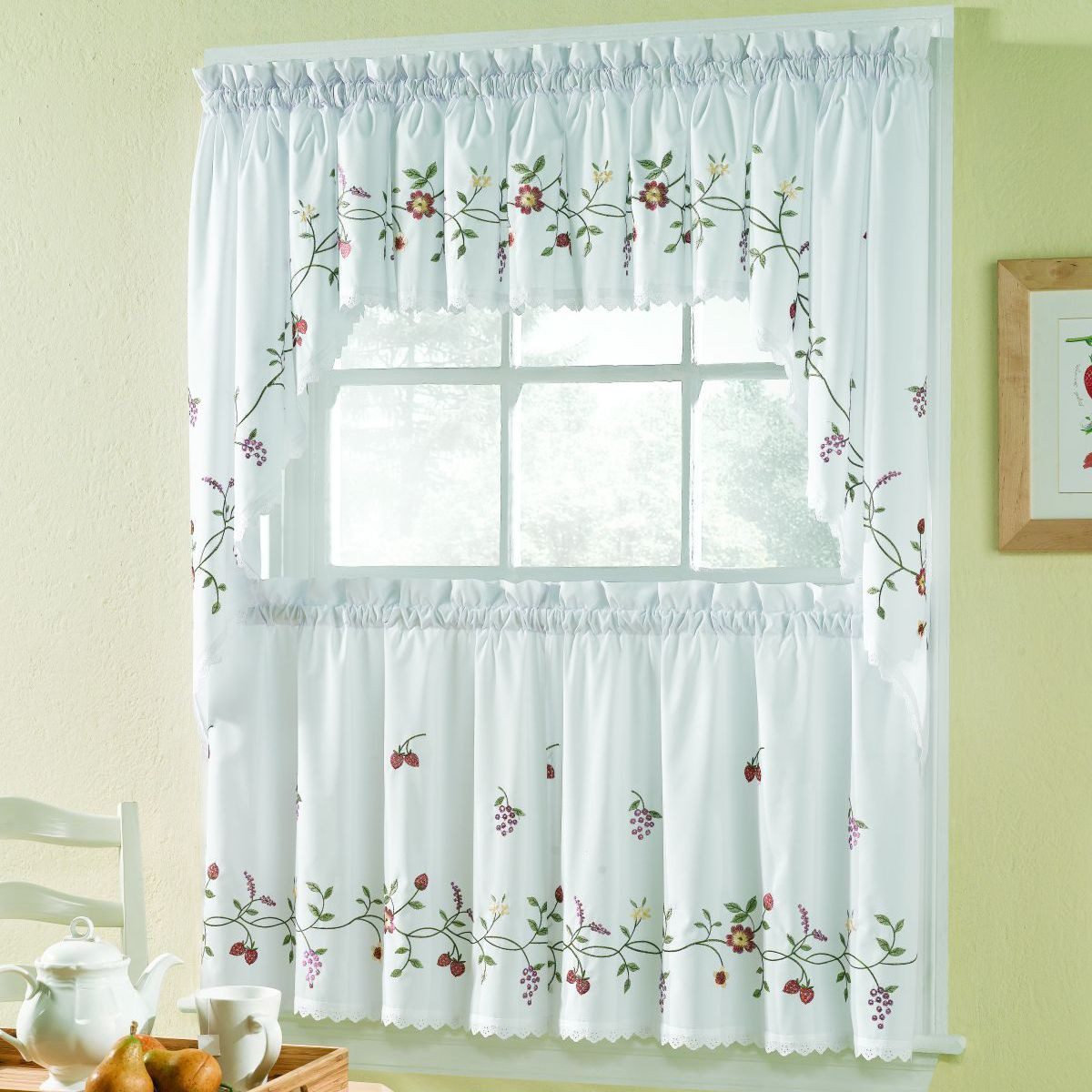 Kitchen Curtains At Sears
 Colormate Marlene Embroidered Tier Pair