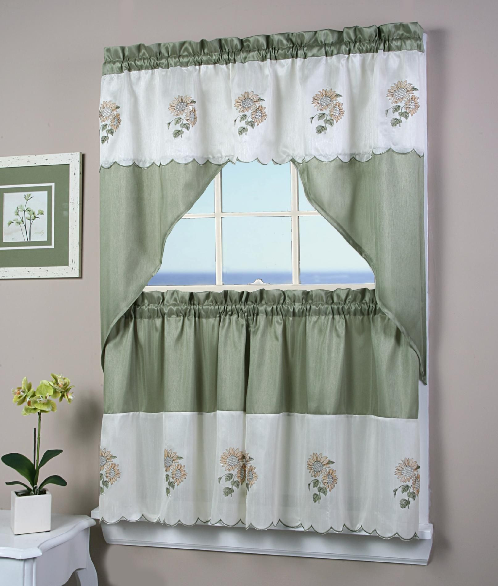 Kitchen Curtains At Sears
 Simply Window Sunflower Kitchen Curtain Tier Pair Home