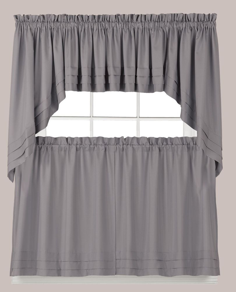 Kitchen Curtains Swag
 Holden Kitchen Curtain Gray Tiers Swags Valances