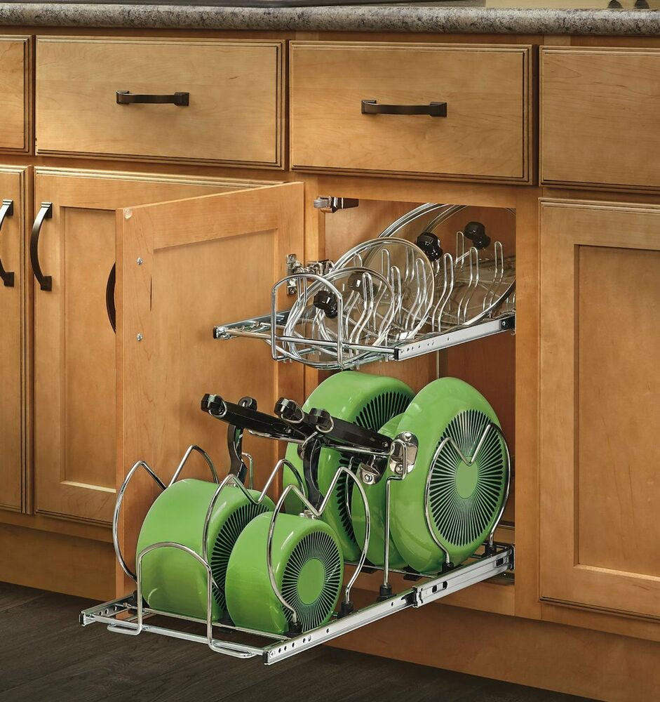 Kitchen Pots And Pan Organizer
 Pull Out 2 Tier Base Cabinet Cookware Organizer Kitchen