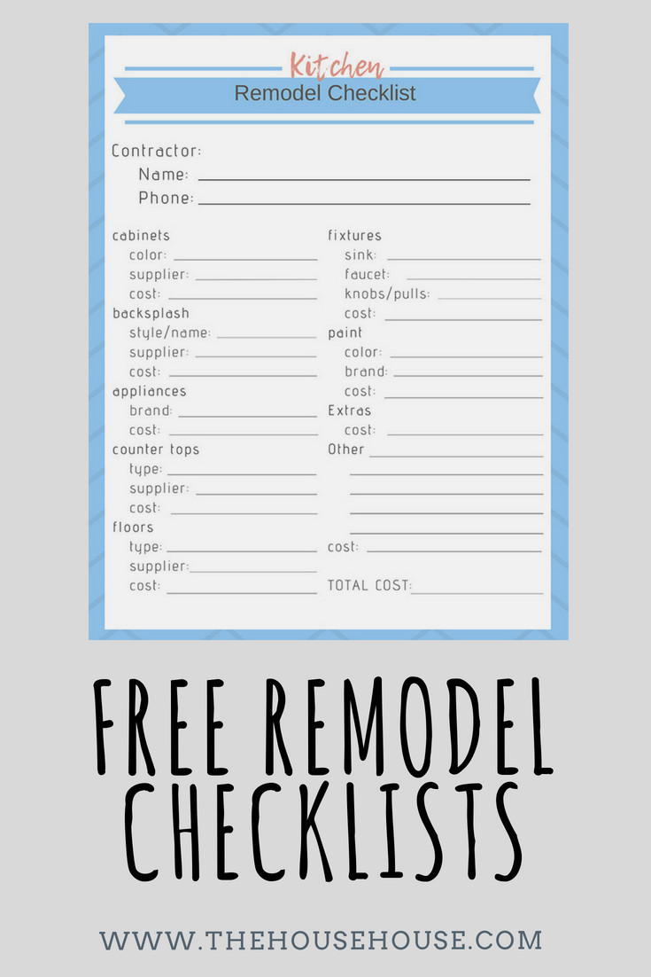 Kitchen Remodel Checklist
 Sign Up for Free Printables the House house