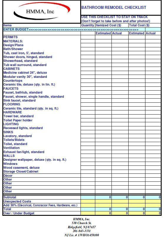 Kitchen Remodel Checklist
 Bathroom Remodel Checklist – HMMA – General Contracting