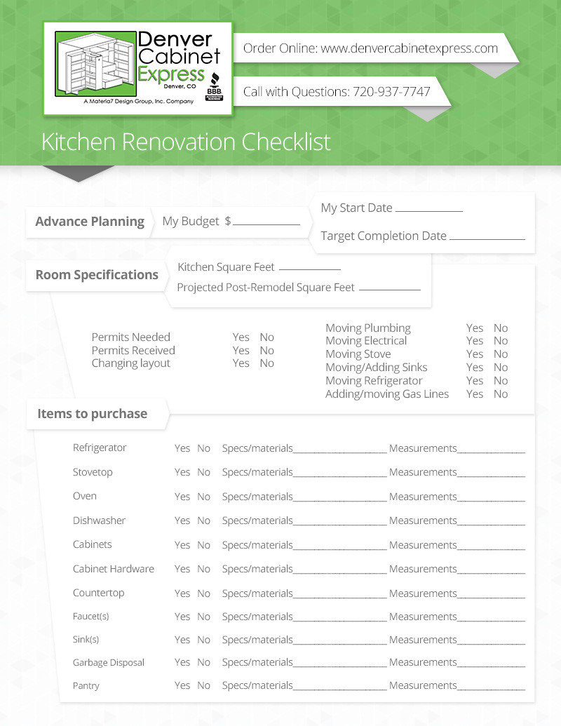 Kitchen Remodel Checklist
 Kitchen Remodel Checklist Denver Cabinet Express