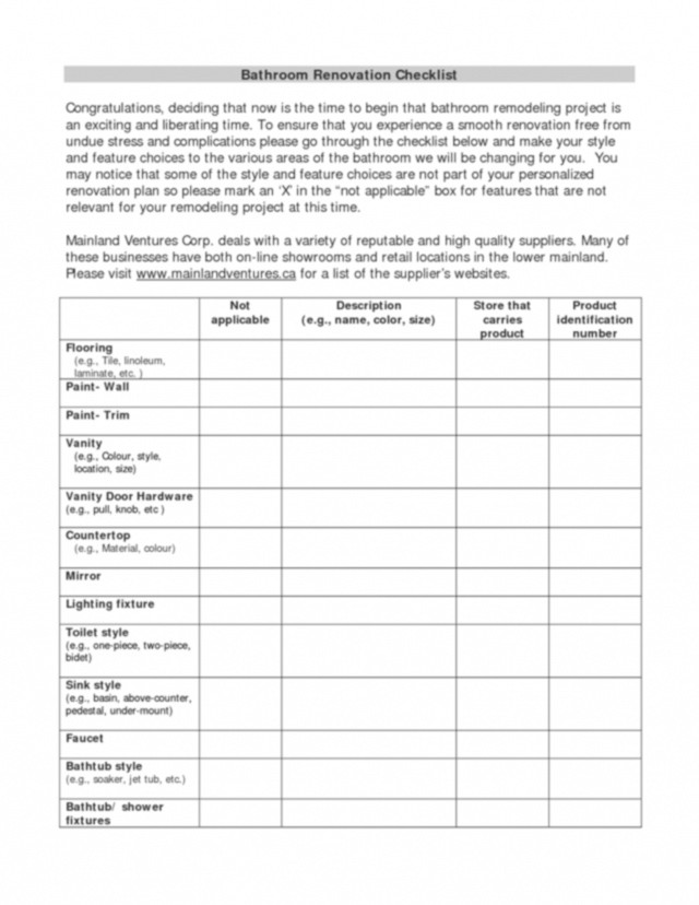 Kitchen Remodel Checklist
 Kitchen remodel checklist excel bud