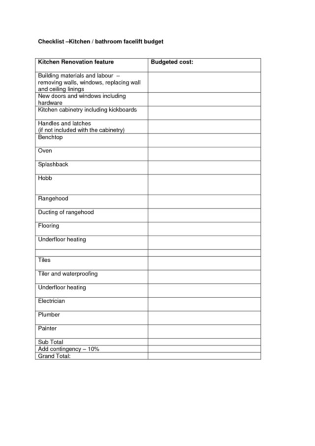 Kitchen Remodel Checklist
 Kitchen remodel checklist excel bud