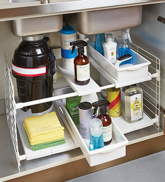 Kitchen Sink Shelf Organizer
 Under The Sink Storage Ideas InspirationSeek