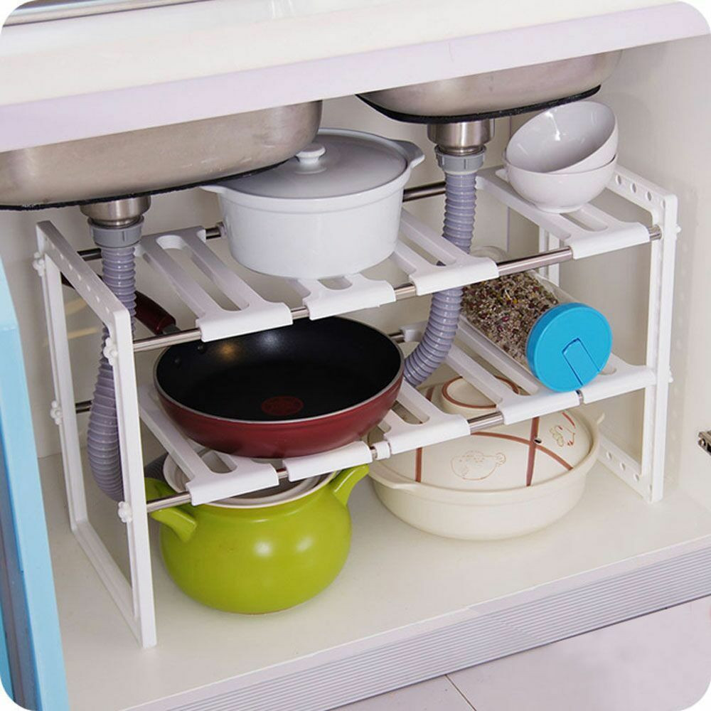 Kitchen Sink Shelf Organizer
 Under Sink 2 Tier Expandable Adjustable Kitchen Cabinet
