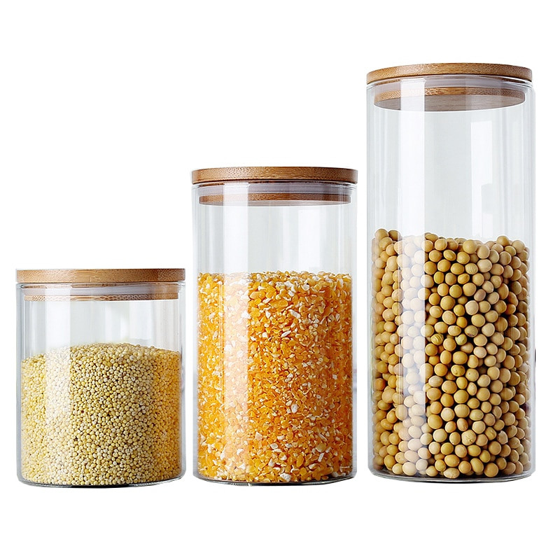 Kitchen Storage Jars
 6 size glass storage box tea food canister for kitchen