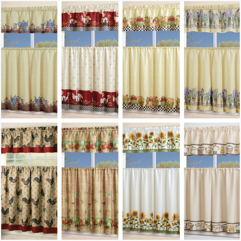 Kitchen Tier Curtains
 3 Piece Floral Kitchen Curtain with Swag and Tier Window