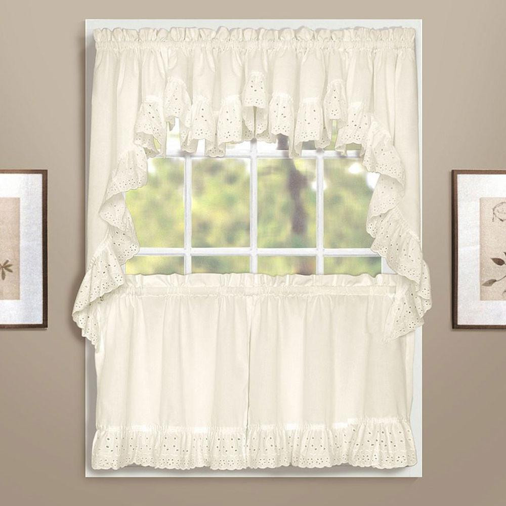 Kitchen Tier Curtains
 Vienna Eyelet Kitchen Valance Swags and Tier Curtains