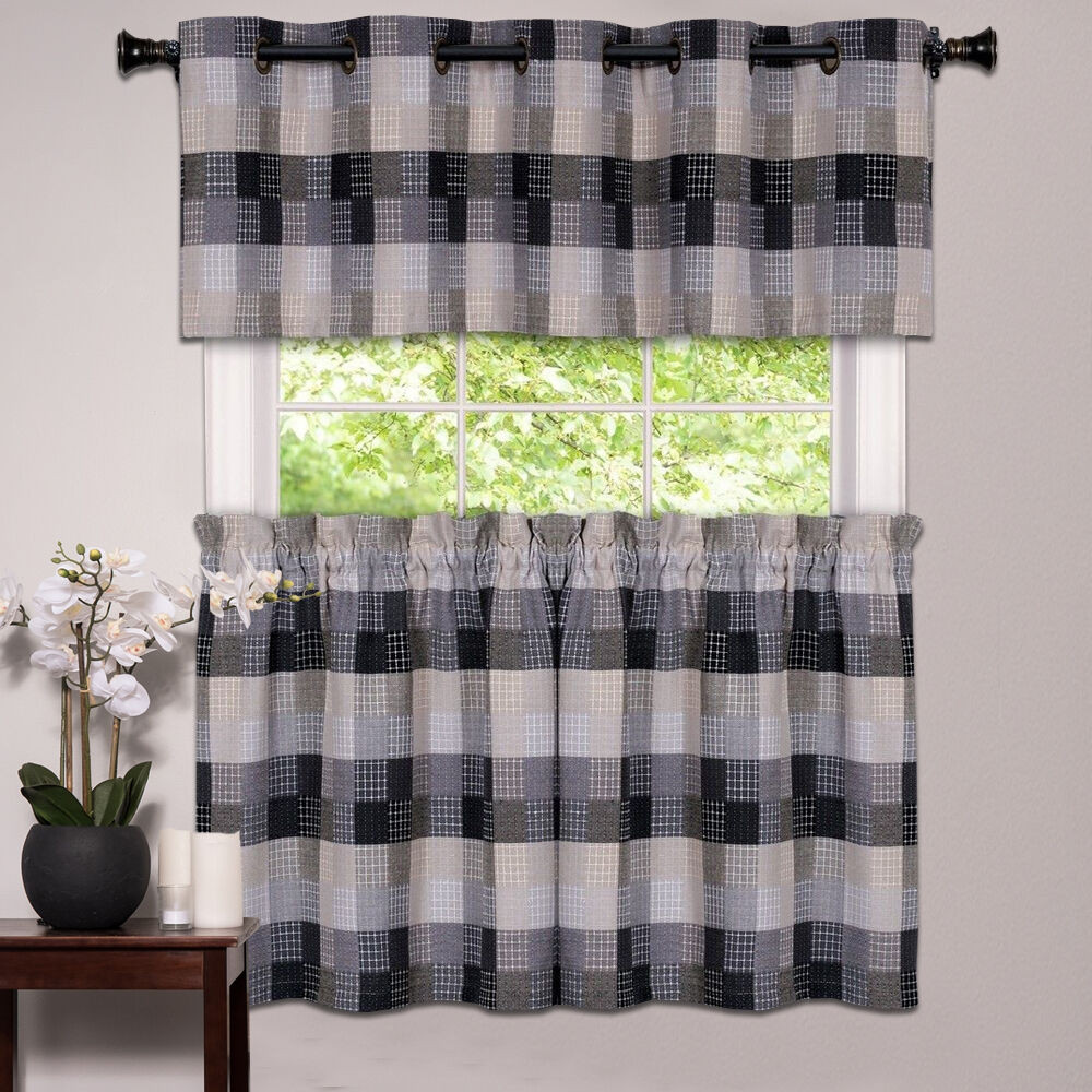 Kitchen Tier Curtains
 Kitchen Window Curtain Classic Harvard Checkered Tiers or