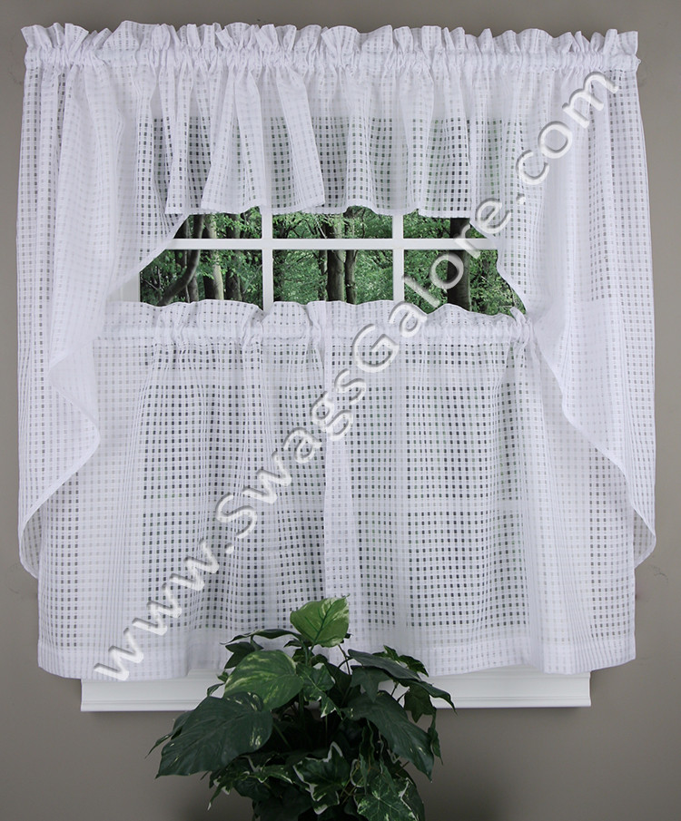 Kitchen Tier Curtains
 Gridwork Kitchen Curtains White Lorraine Cafe & Tier