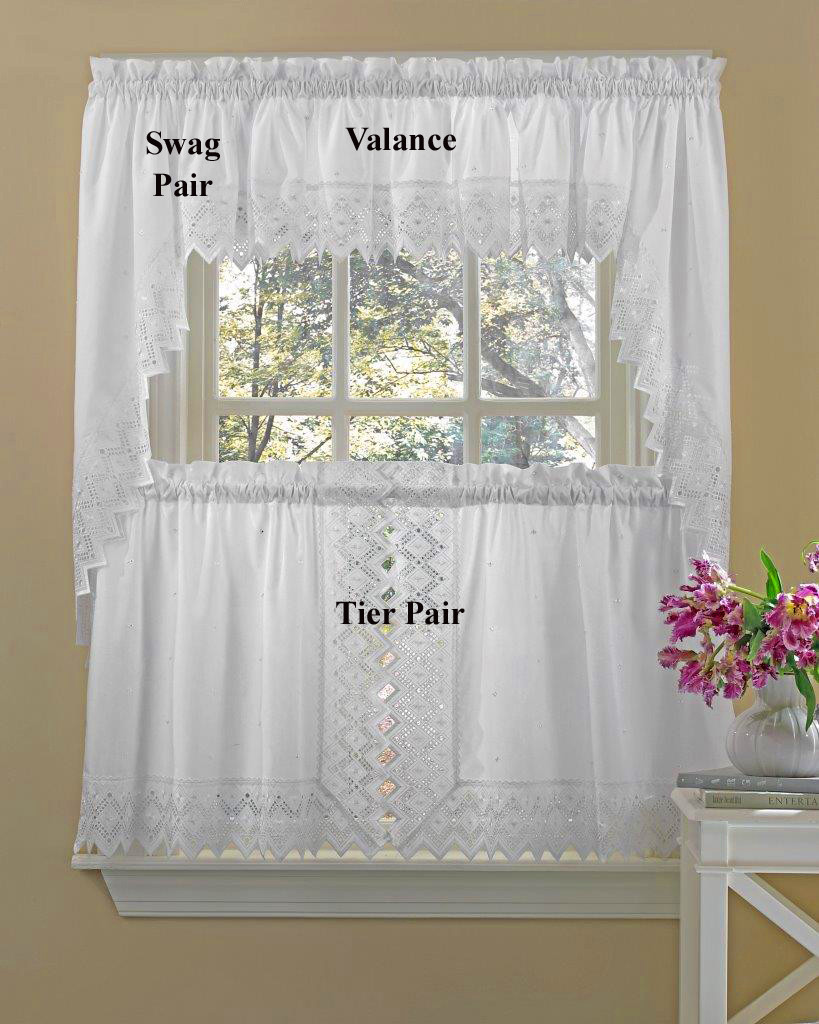 Kitchen Tier Curtains
 Nouveau Embroidered Tier Curtains