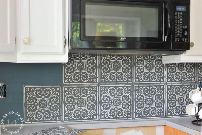 Kitchen Tile Stencils
 DIY High End Patterned Tile Backsplash Look with Peel