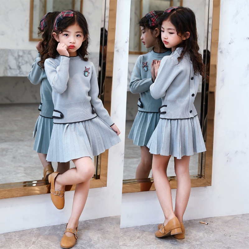 Korean Kids Fashion
 Preppy Style Cute Brief Girls Clothes Casual Solid Two