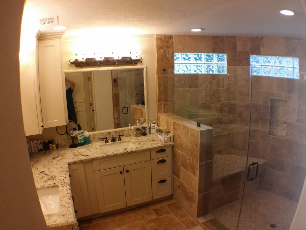 L Shaped Bathroom Vanity
 Waypoint s style 630F in Maple Hazelnut Glaze