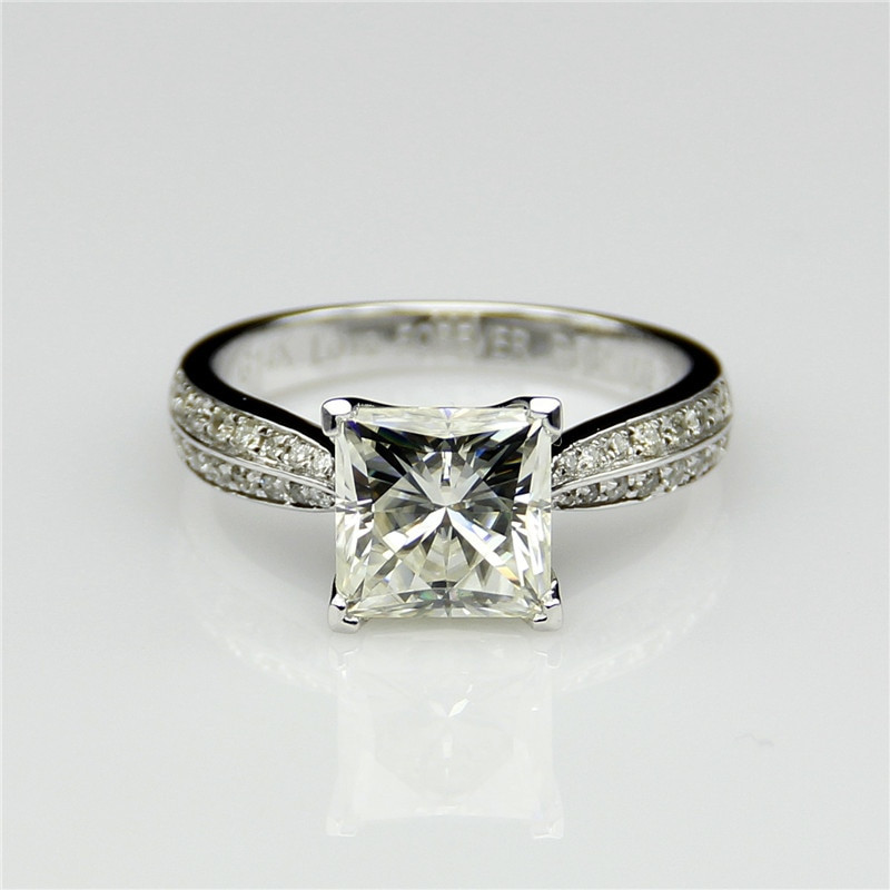 Lab Created Diamond Engagement Rings
 Princess Cut 2ct Lab Created Diamond Classic Start Accents