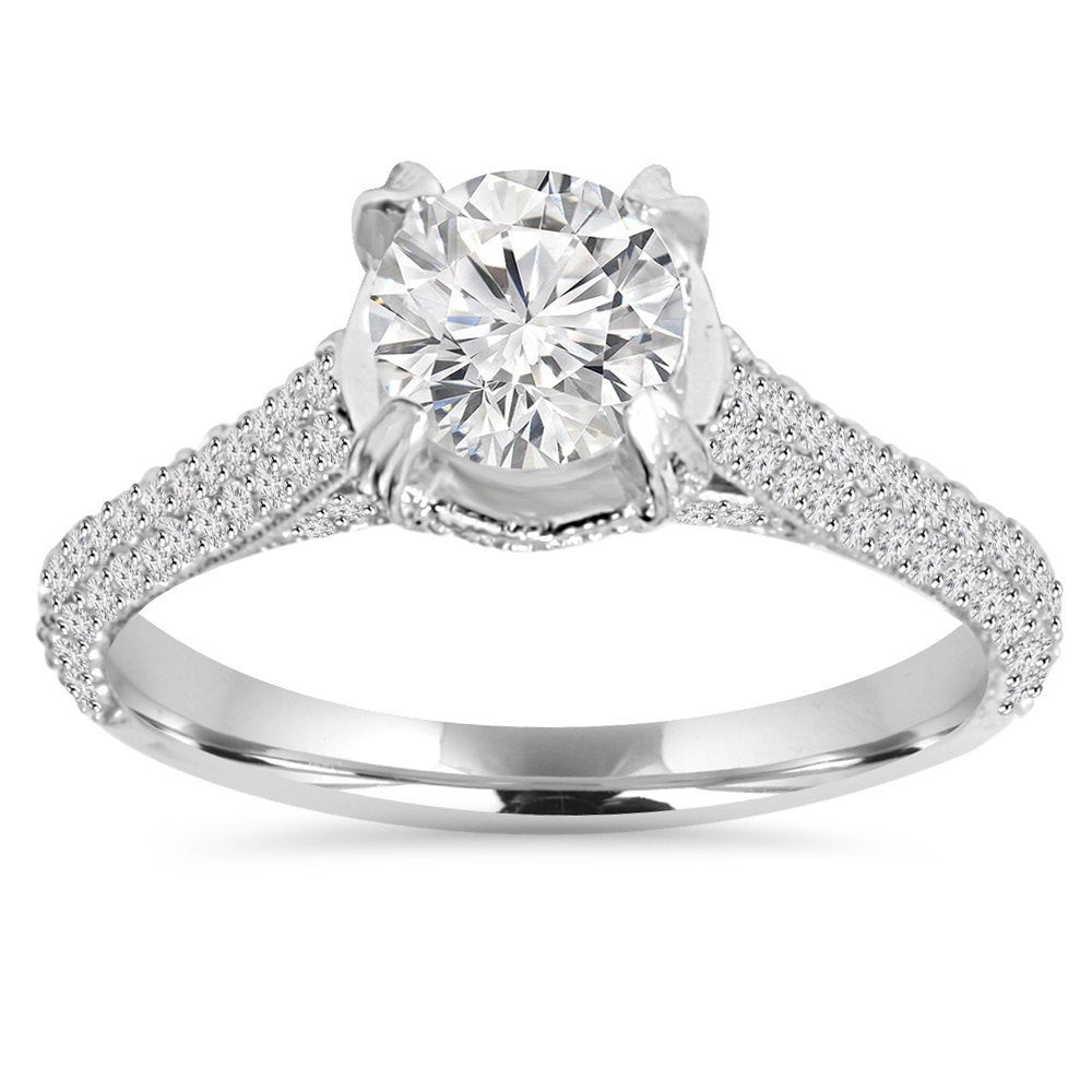 Lab Created Diamond Engagement Rings
 Engagement Ring 1 70CT Micro Pave Lab Created Diamond