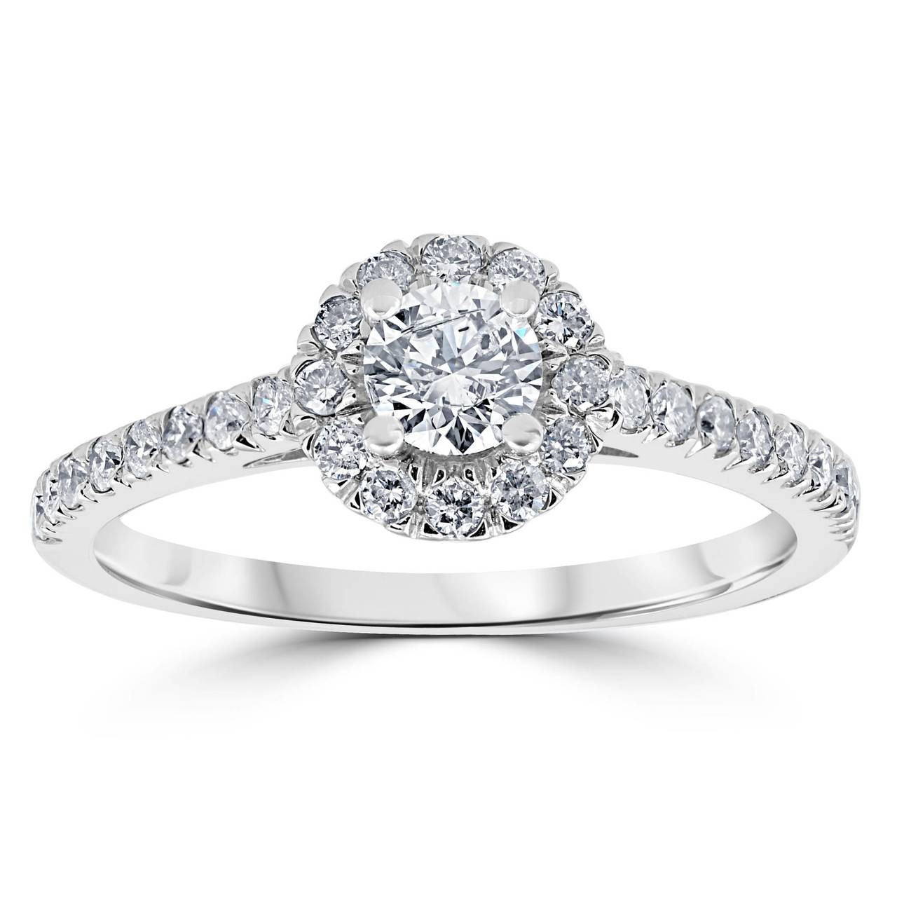 Lab Created Diamond Engagement Rings
 7 8ct Halo Lab Created Diamond Engagement Ring 14K White Gold