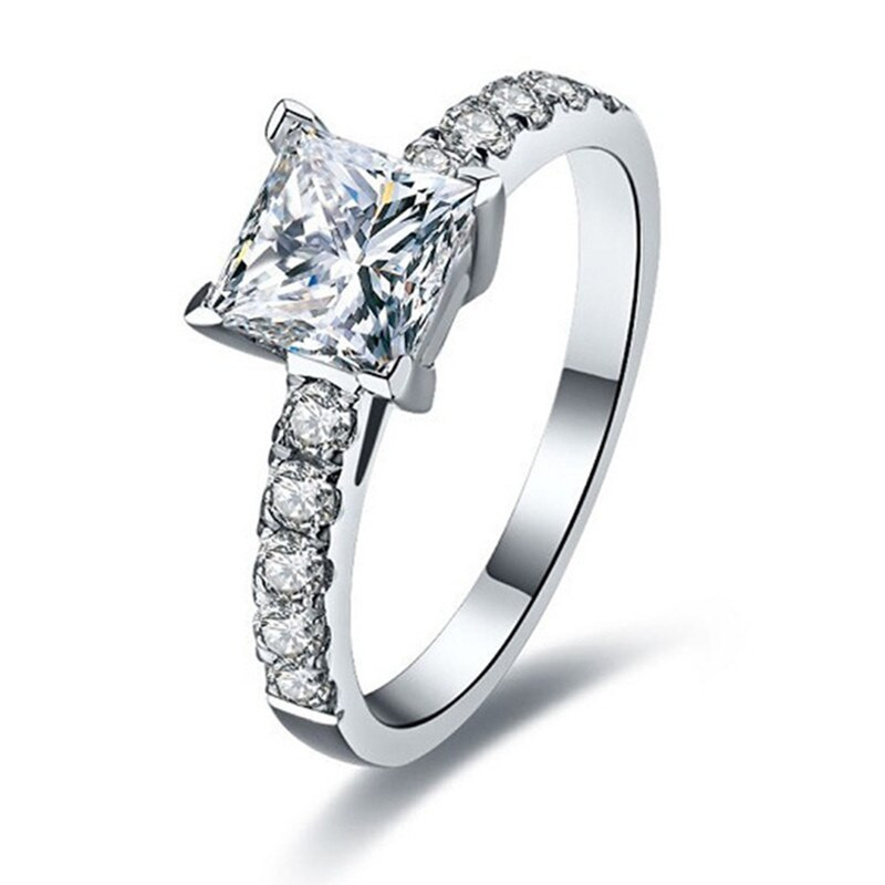 Lab Created Diamond Engagement Rings
 1CT Sterling Silver Jewelry Moissanite Syntheitc Diamond