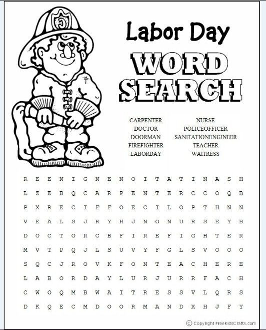 Labor Day Activities For Kids
 Labor day Labor and Word search on Pinterest