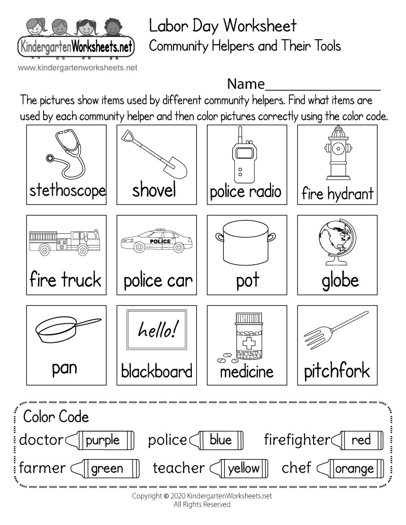 Labor Day Activities For Kids
 munity Helpers and Their Tools Labor Day Worksheet