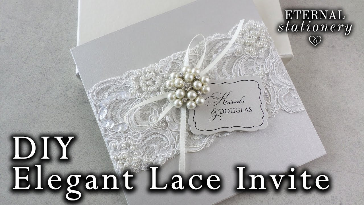 Lace Wedding Invitations DIY
 Elegant beaded lace and brooch wedding invitation