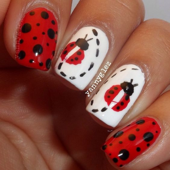 Ladybug Nail Art
 Ladybugs Ladybug nails and Ladybug nail art on Pinterest