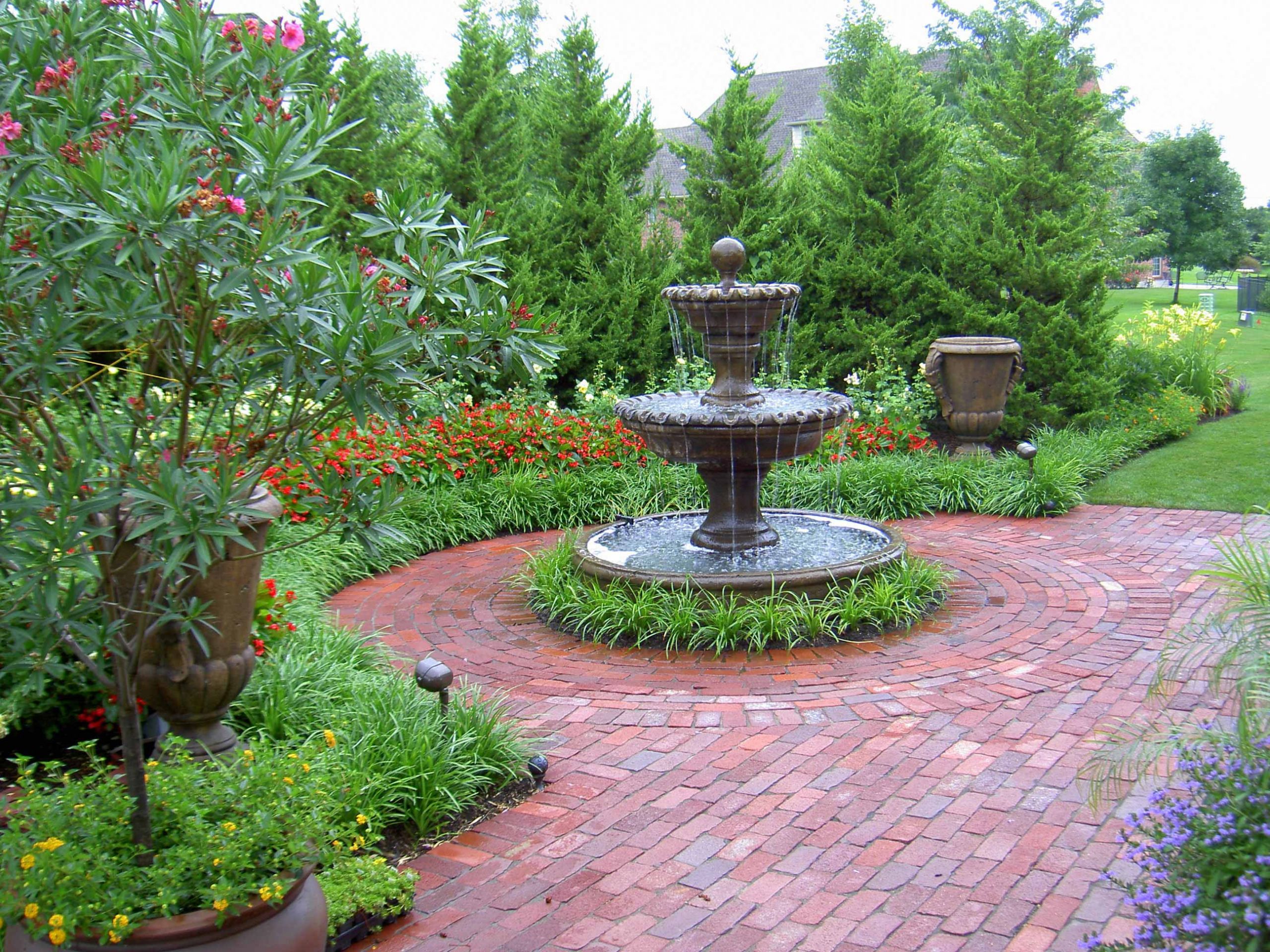 Landscape Around Fountain
 Residential Landscape Design by Rosehill Gardens in Kansas