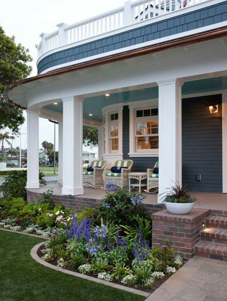 Landscape Around Front Porch
 Beautiful southern style wrap around porch Yard Front