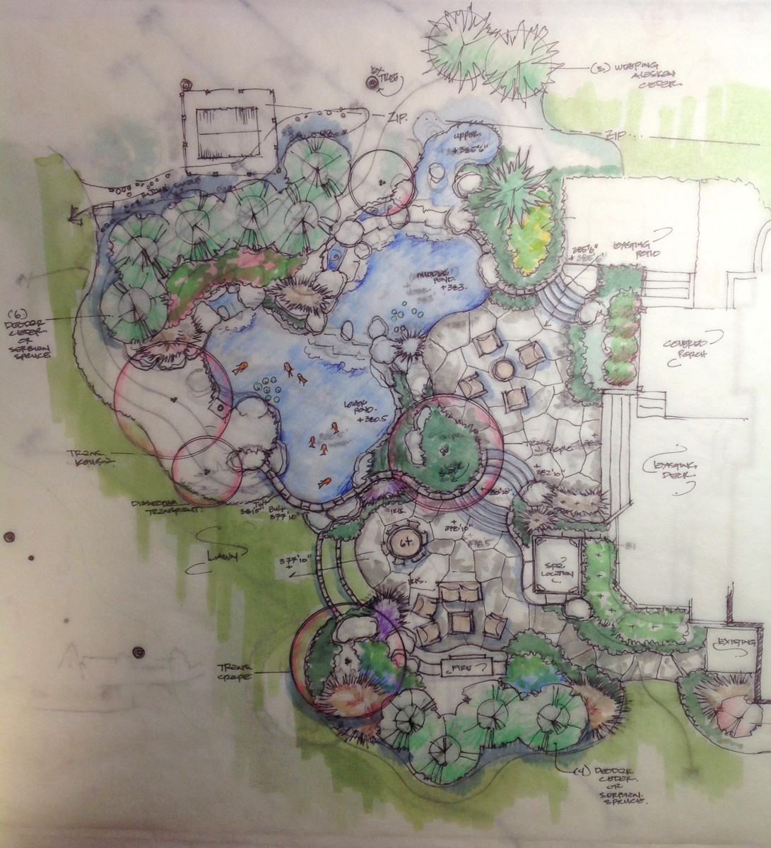 Landscape Fountain Plan
 Waterfall & Koi Pond Design in Vienna Virginia