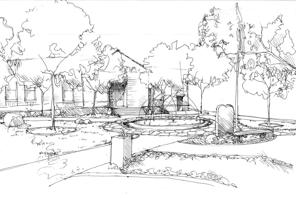 Landscape Fountain Sketch American Society of Landscape Architects Nevada Chapter