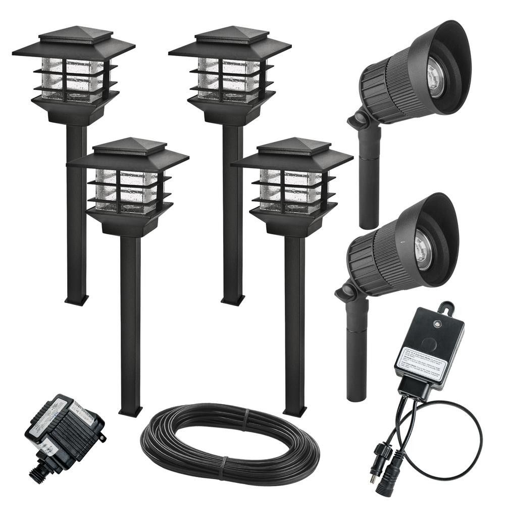Landscape Lighting Kits
 Hampton Bay Low Voltage Black Outdoor Integrated LED